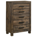 Woodmont Rustic Golden Brown 5-Piece Eastern King Platform Bedroom Set from Coaster - Luna Furniture