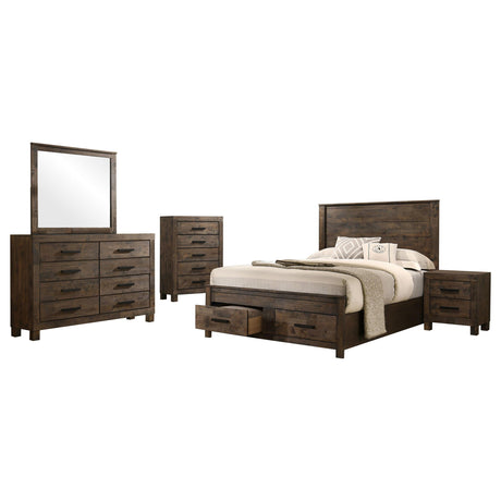 Woodmont Rustic Golden Brown 5-Piece Queen Platform Bedroom Set from Coaster - Luna Furniture
