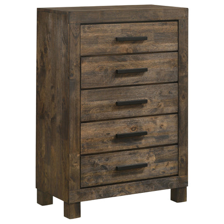 Woodmont Rustic Golden Brown 5-Piece Queen Platform Bedroom Set from Coaster - Luna Furniture