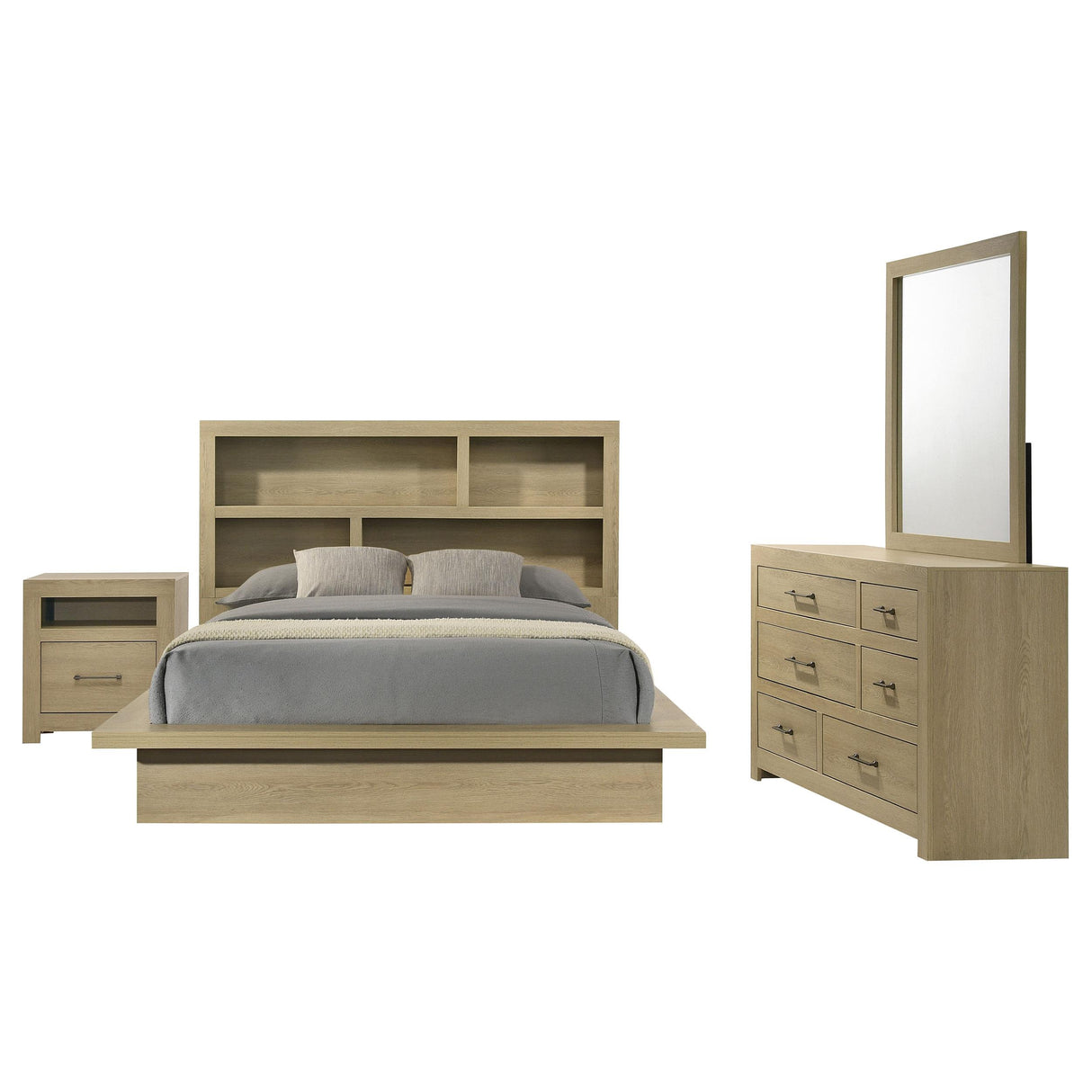 Hendricks Light Oak 4-Piece Eastern King Bedroom Set from Coaster - Luna Furniture