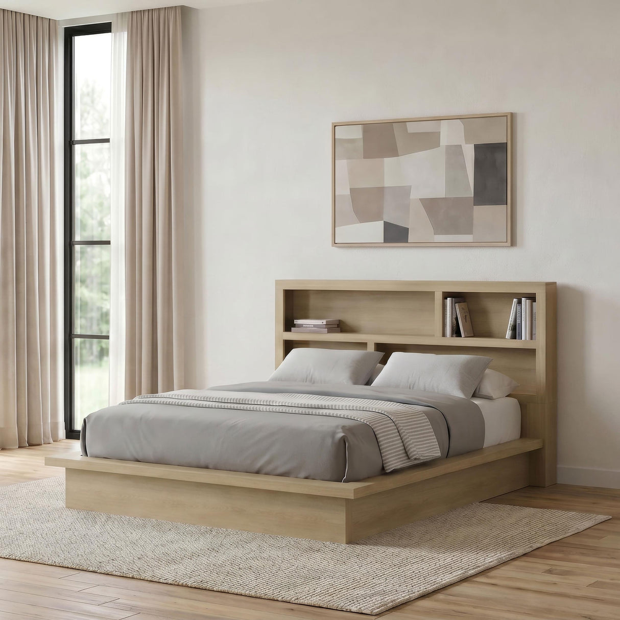 Hendricks Light Oak Eastern King Bookcase Headboard Platform Bed from Coaster - Luna Furniture