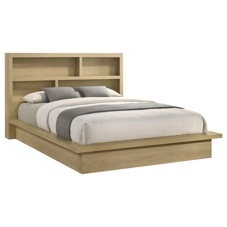 Hendricks Light Oak Eastern King Bookcase Headboard Platform Bed from Coaster - Luna Furniture