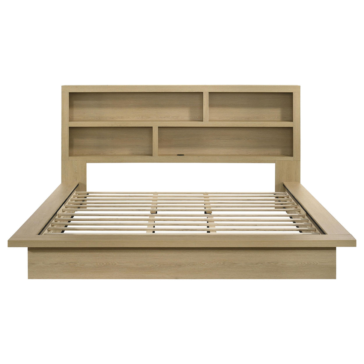 Hendricks Light Oak Eastern King Bookcase Headboard Platform Bed from Coaster - Luna Furniture
