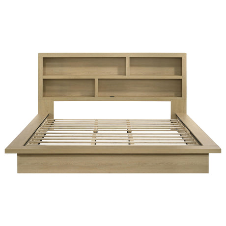 Hendricks Light Oak Eastern King Bookcase Headboard Platform Bed from Coaster - Luna Furniture