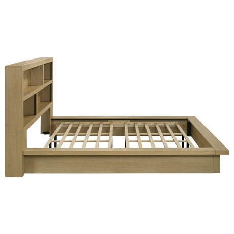 Hendricks Light Oak Eastern King Bookcase Headboard Platform Bed from Coaster - Luna Furniture