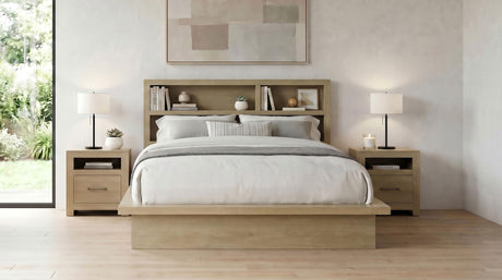Hendricks Light Oak California King Bookcase Headboard Platform Bed from Coaster - Luna Furniture