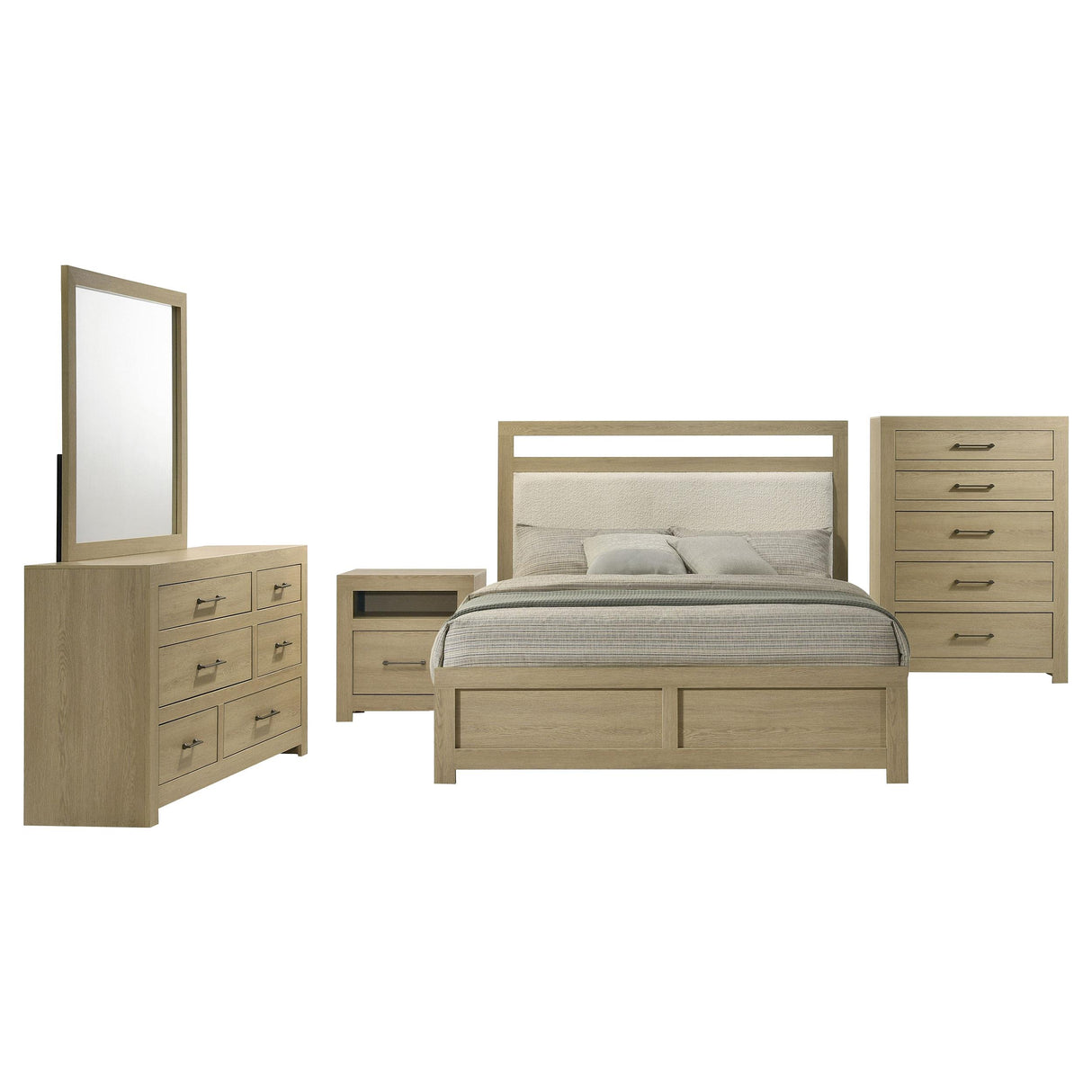Hendricks Light Oak 5-Piece California King Bedroom Set from Coaster - Luna Furniture