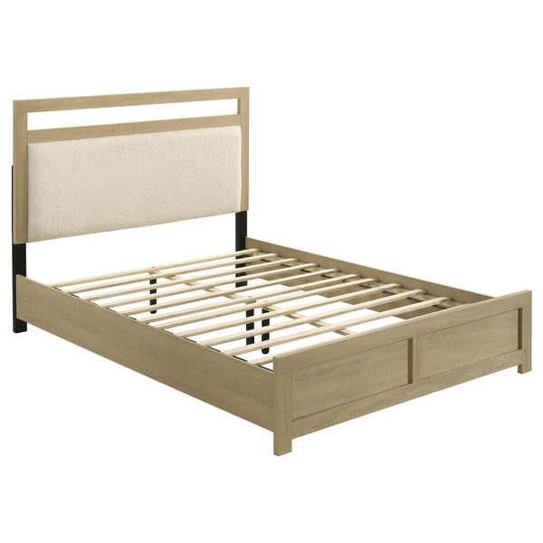 Hendricks Light Oak Queen Panel Headboard Platform Bed
