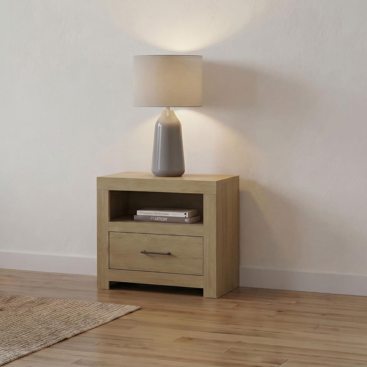 Hendricks Light Oak 1-drawer Nightstand Bedside Table with Cubby from Coaster - Luna Furniture
