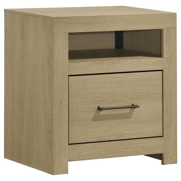 Hendricks Light Oak 1-drawer Nightstand Bedside Table with Cubby