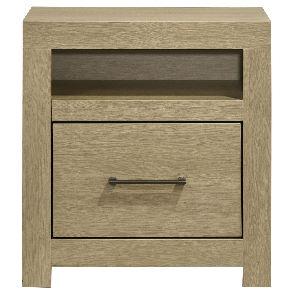 Hendricks Light Oak 1-drawer Nightstand Bedside Table with Cubby from Coaster - Luna Furniture