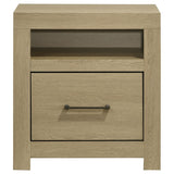 Hendricks Light Oak 1-drawer Nightstand Bedside Table with Cubby from Coaster - Luna Furniture
