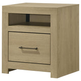 Hendricks Light Oak 1-drawer Nightstand Bedside Table with Cubby from Coaster - Luna Furniture