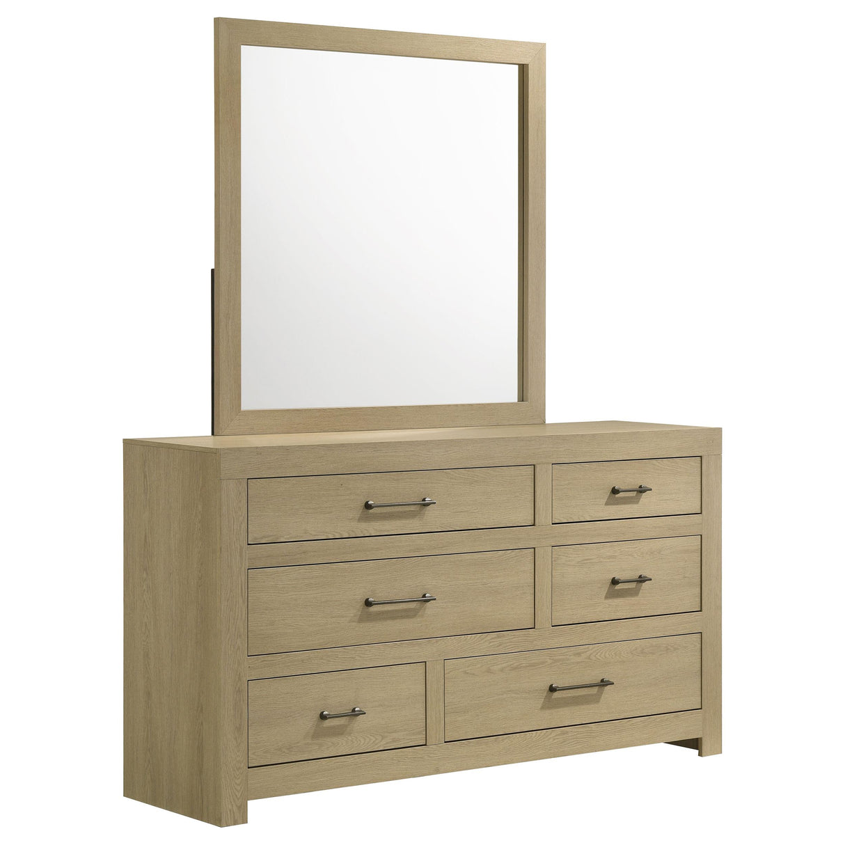 Hendricks Light Oak 6-drawer Bedroom Dresser and Mirror from Coaster - Luna Furniture