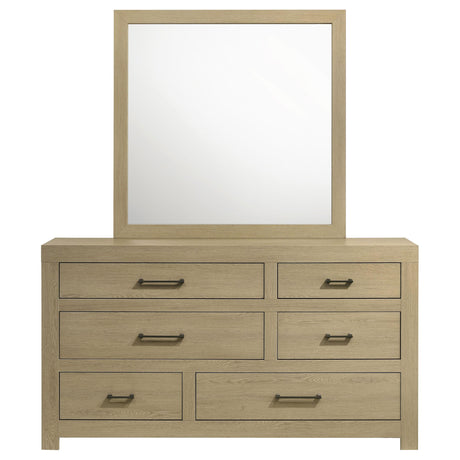 Hendricks Light Oak 6-drawer Bedroom Dresser and Mirror from Coaster - Luna Furniture