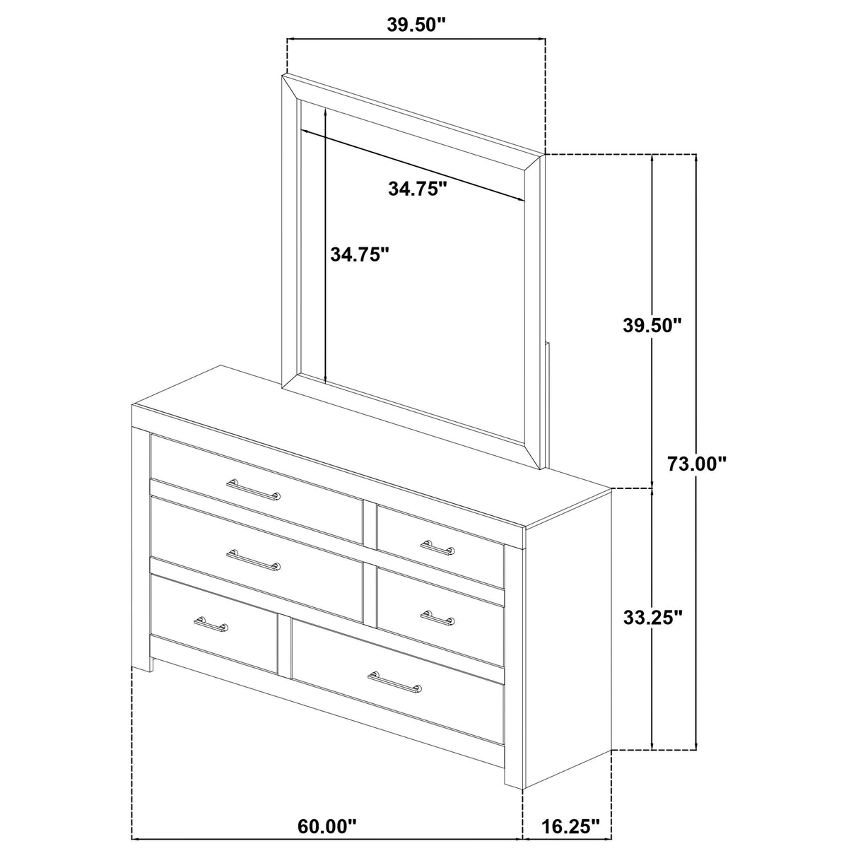 Hendricks Light Oak 6-drawer Bedroom Dresser and Mirror from Coaster - Luna Furniture