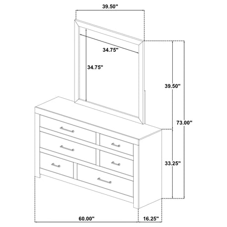 Hendricks Light Oak 6-drawer Bedroom Dresser and Mirror from Coaster - Luna Furniture