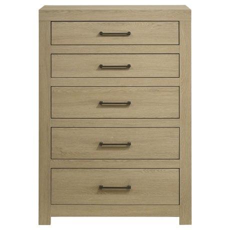 Hendricks Light Oak 5-drawer Bedroom Chest of Drawers from Coaster - Luna Furniture