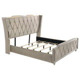 Lorient Ivory and Camel Eastern King LED Upholstered Bed from Coaster - Luna Furniture