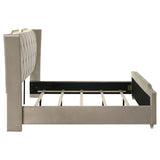 Lorient Ivory and Camel Eastern King LED Upholstered Bed from Coaster - Luna Furniture
