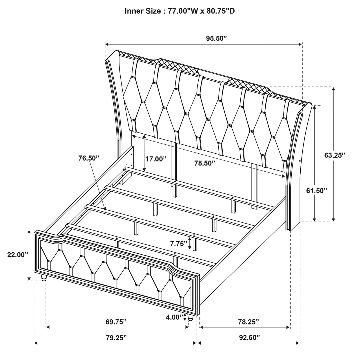 Lorient Ivory and Camel Eastern King LED Upholstered Bed from Coaster - Luna Furniture