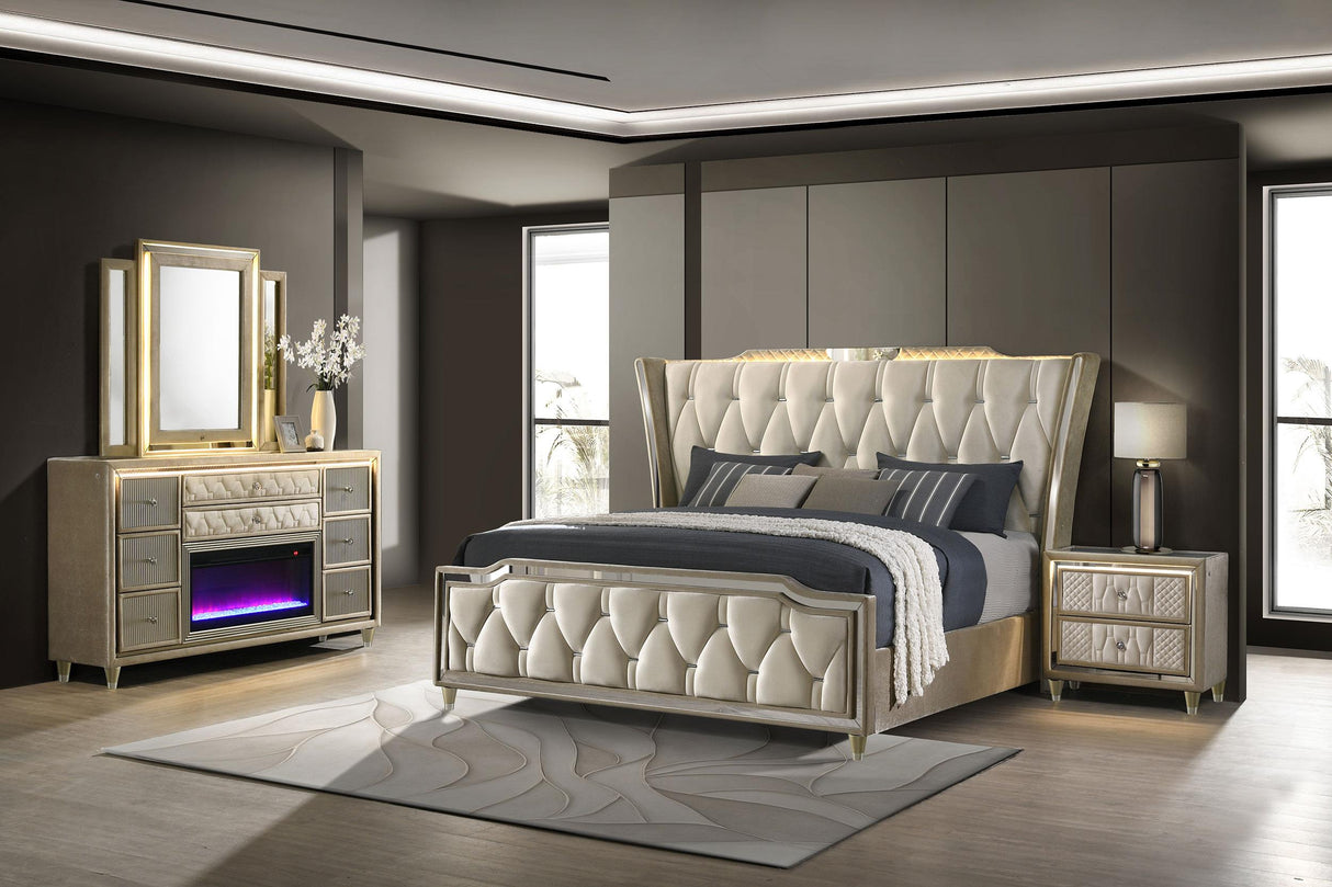 Lorient Ivory and Camel 4-piece California King Bedroom Set from Coaster - Luna Furniture