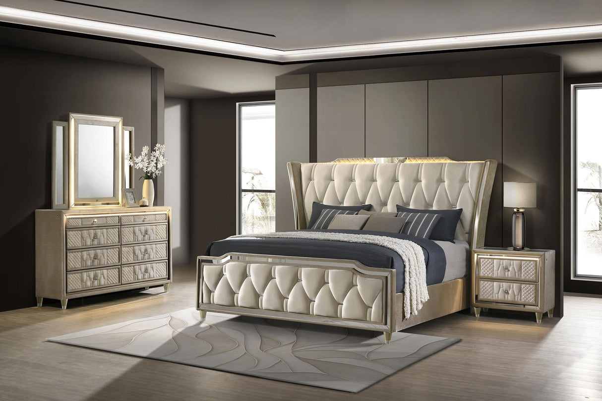 Lorient Ivory and Camel 4-piece California King Bedroom Set from Coaster - Luna Furniture