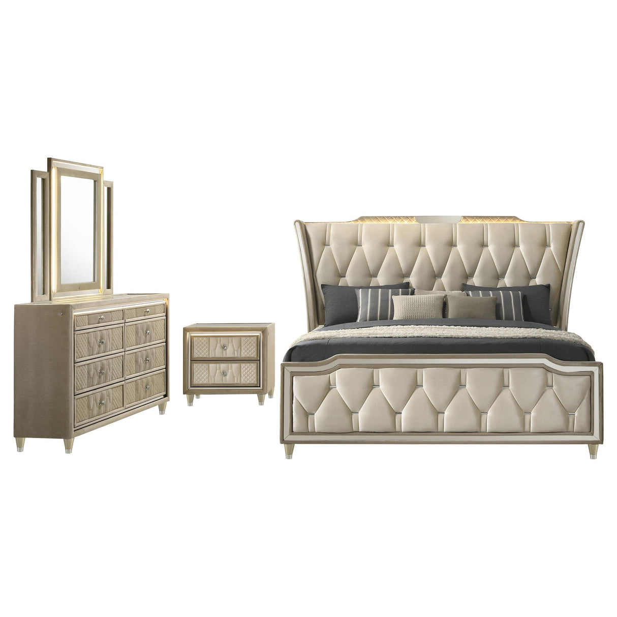 Lorient Ivory and Camel 4-piece California King Bedroom Set from Coaster - Luna Furniture