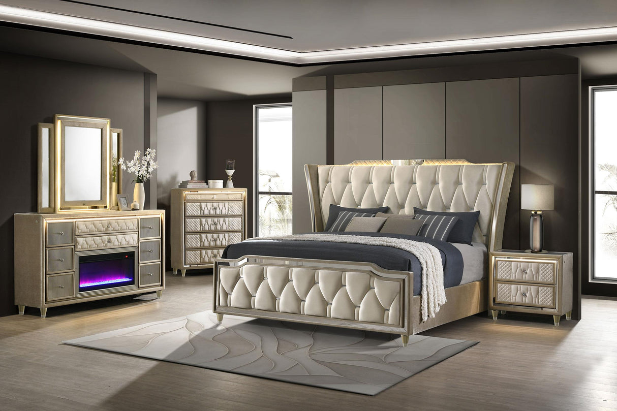 Lorient Ivory and Camel 5-piece California King Bedroom Set from Coaster - Luna Furniture