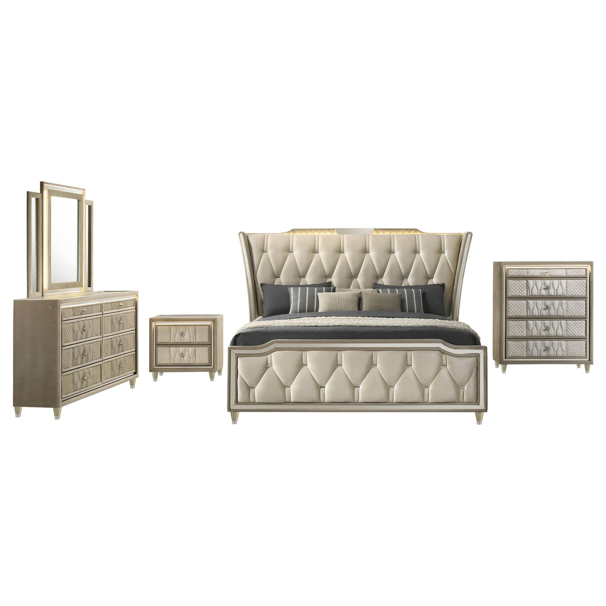 Lorient Ivory and Camel 5-piece California King Bedroom Set from Coaster - Luna Furniture