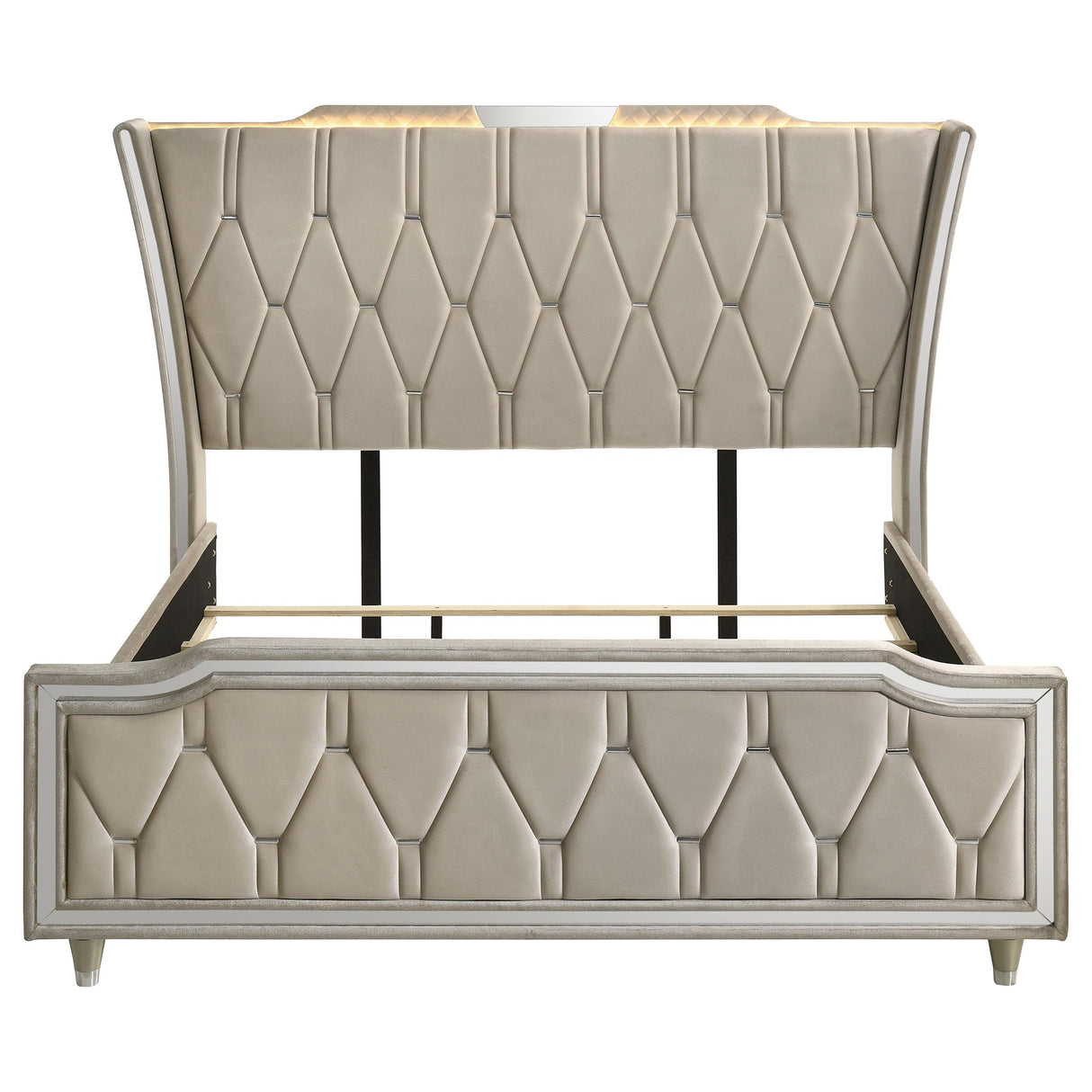 Lorient Ivory and Camel California King LED Upholstered Bed from Coaster - Luna Furniture