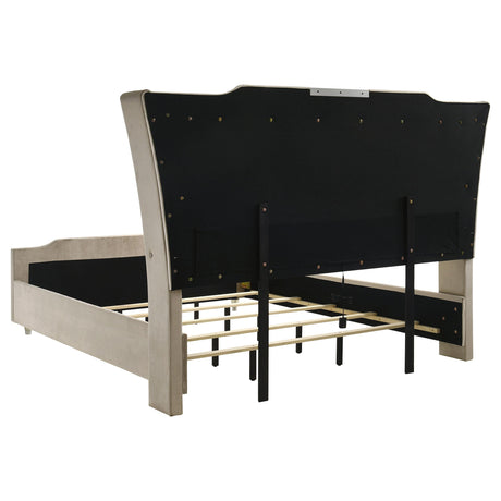 Lorient Ivory and Camel California King LED Upholstered Bed from Coaster - Luna Furniture