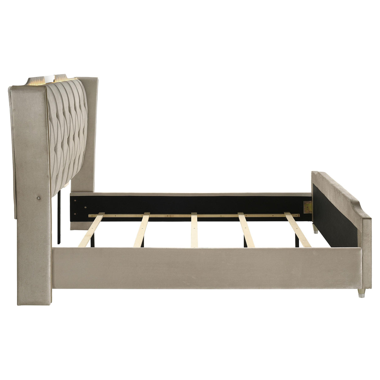 Lorient Ivory and Camel California King LED Upholstered Bed from Coaster - Luna Furniture