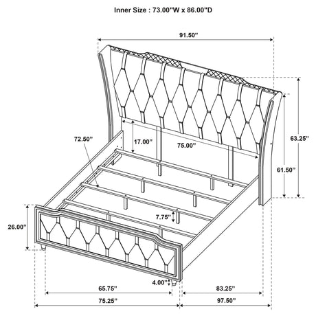 Lorient Ivory and Camel California King LED Upholstered Bed from Coaster - Luna Furniture