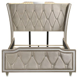 Lorient Ivory and Camel Queen LED Upholstered Wingback Bed from Coaster - Luna Furniture