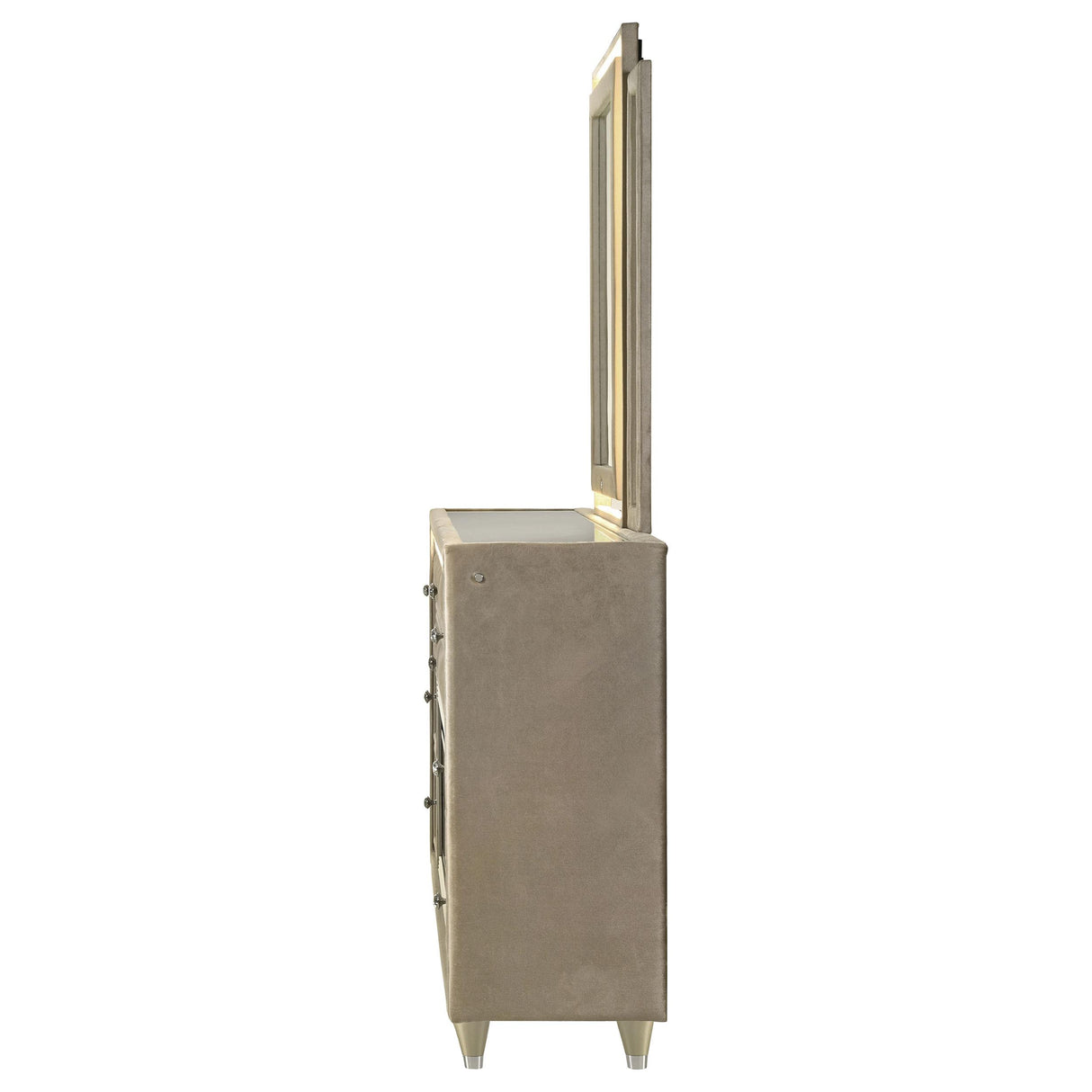 Lorient Ivory and Camel 8-Drawer LED Flame Box Dresser and Mirror from Coaster - Luna Furniture