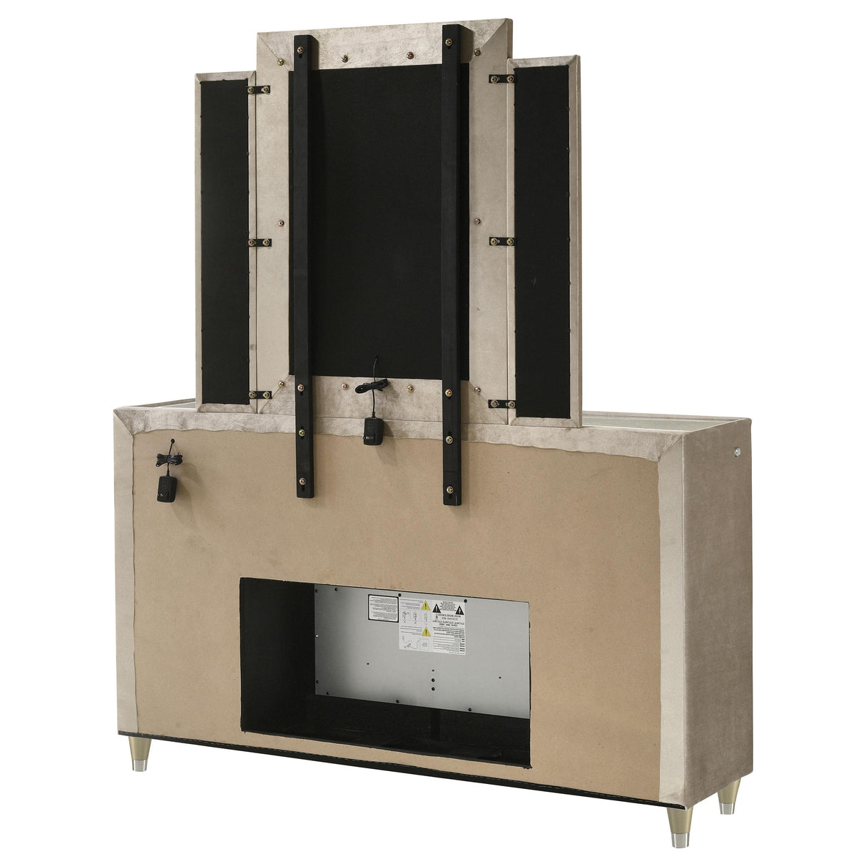 Lorient Ivory and Camel 8-Drawer LED Flame Box Dresser and Mirror from Coaster - Luna Furniture
