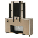 Lorient Ivory and Camel 8-Drawer LED Flame Box Dresser and Mirror from Coaster - Luna Furniture