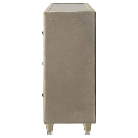 Lorient Ivory and Camel 8-Drawer LED Bedroom Flame Box Dresser from Coaster - Luna Furniture