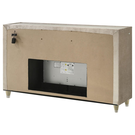Lorient Ivory and Camel 8-Drawer LED Bedroom Flame Box Dresser from Coaster - Luna Furniture
