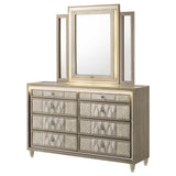 Lorient Ivory and Camel 8-Drawer LED Dresser with Mirror from Coaster - Luna Furniture