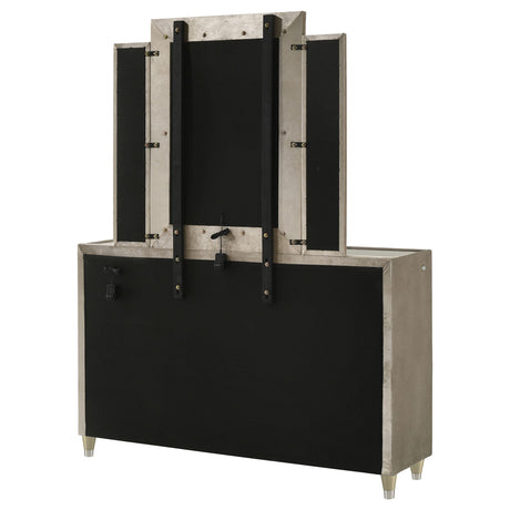 Lorient Ivory and Camel 8-Drawer LED Dresser with Mirror from Coaster - Luna Furniture