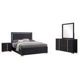 Marceline Black 4-Piece LED Full Bedroom Set from Coaster - Luna Furniture