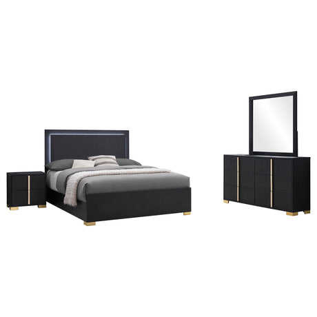 Marceline Black 4-Piece LED Full Bedroom Set from Coaster - Luna Furniture