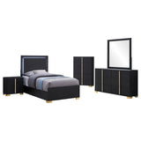 Marceline Black 5-Piece LED Twin Bedroom Set from Coaster - Luna Furniture