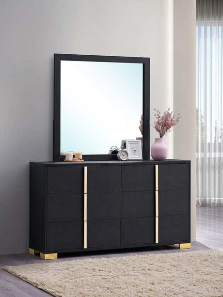 Marceline Black 6-Drawer Dresser with Mirror from Coaster - Luna Furniture