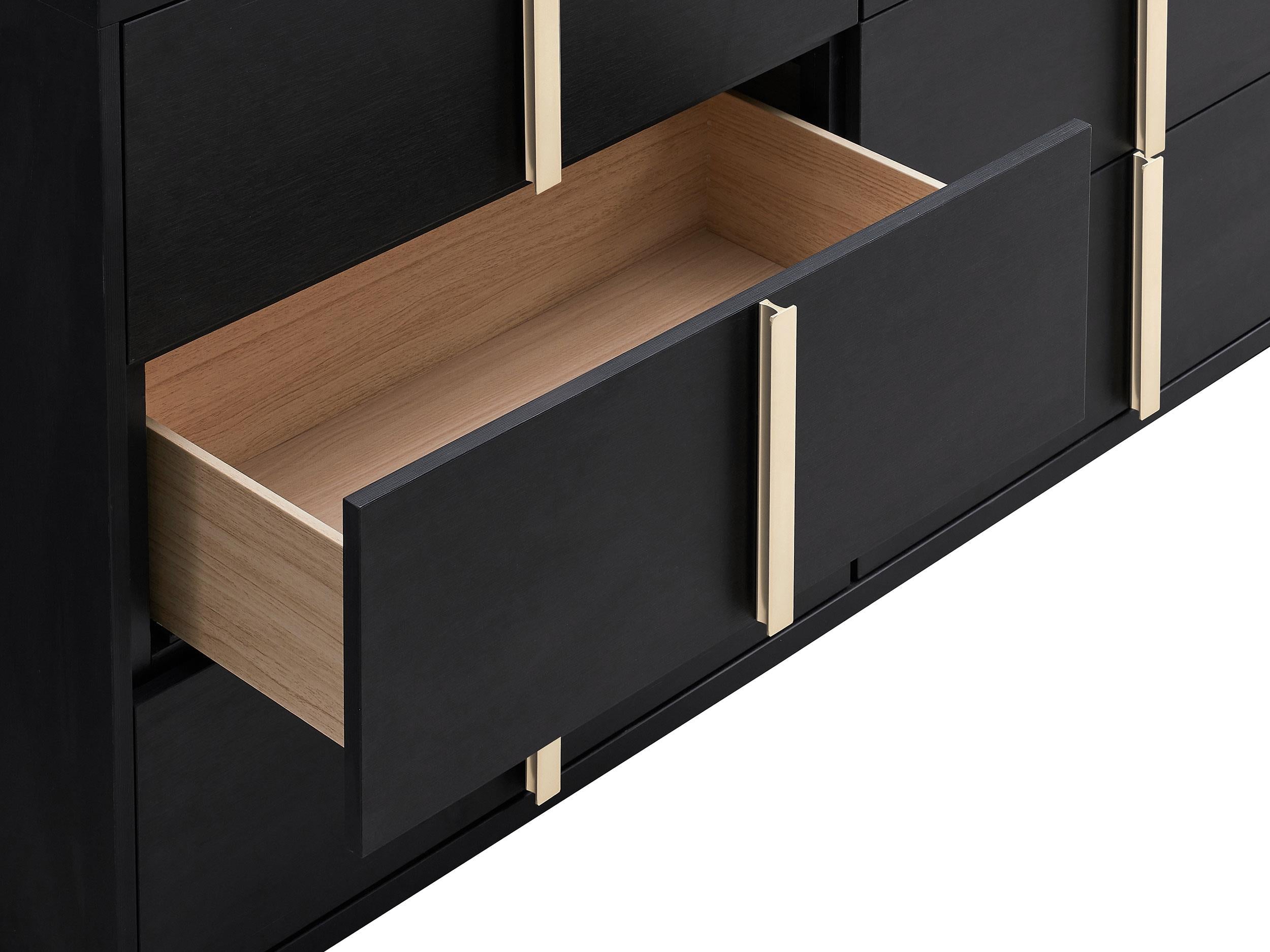 Coaster Marceline 6-drawer Dresser with Mirror Black - Luna Furniture