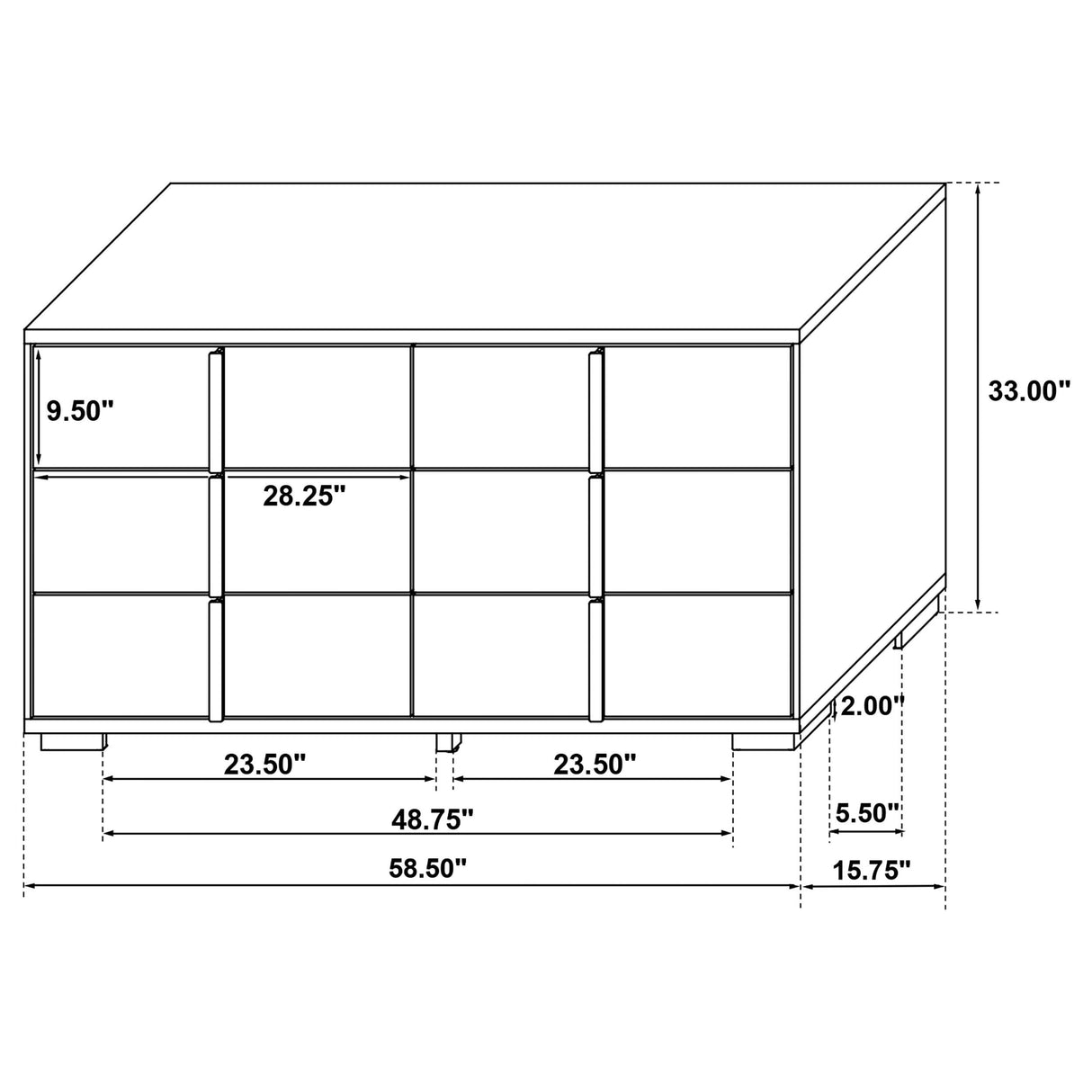 Marceline Black 6-Drawer Dresser from Coaster - Luna Furniture