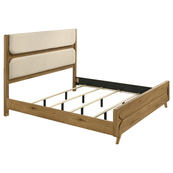 Bennett Light Oak and Cream 62-inch Eastern King Upholstered Panel Bed