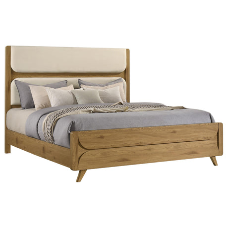 Bennett Light Oak and Cream 62-inch Eastern King Upholstered Panel Bed from Coaster - Luna Furniture